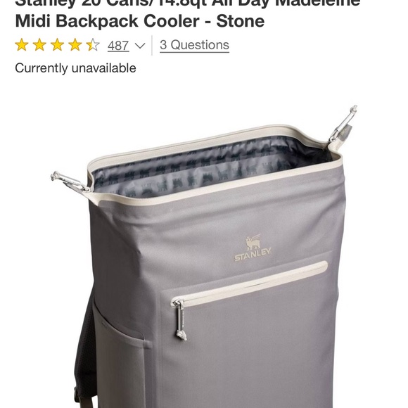 Stanley Gray Cooler Backpack with light gray Zipper Accents - Picture 4 of 9